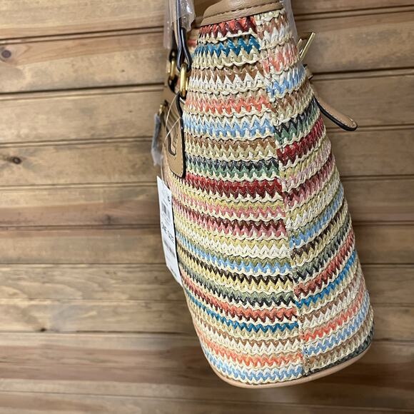 Style & Co Women’s Woven Straw Shoulder Bag NWT Spring Colors Faux Leather Trim - Picture 7 of 15